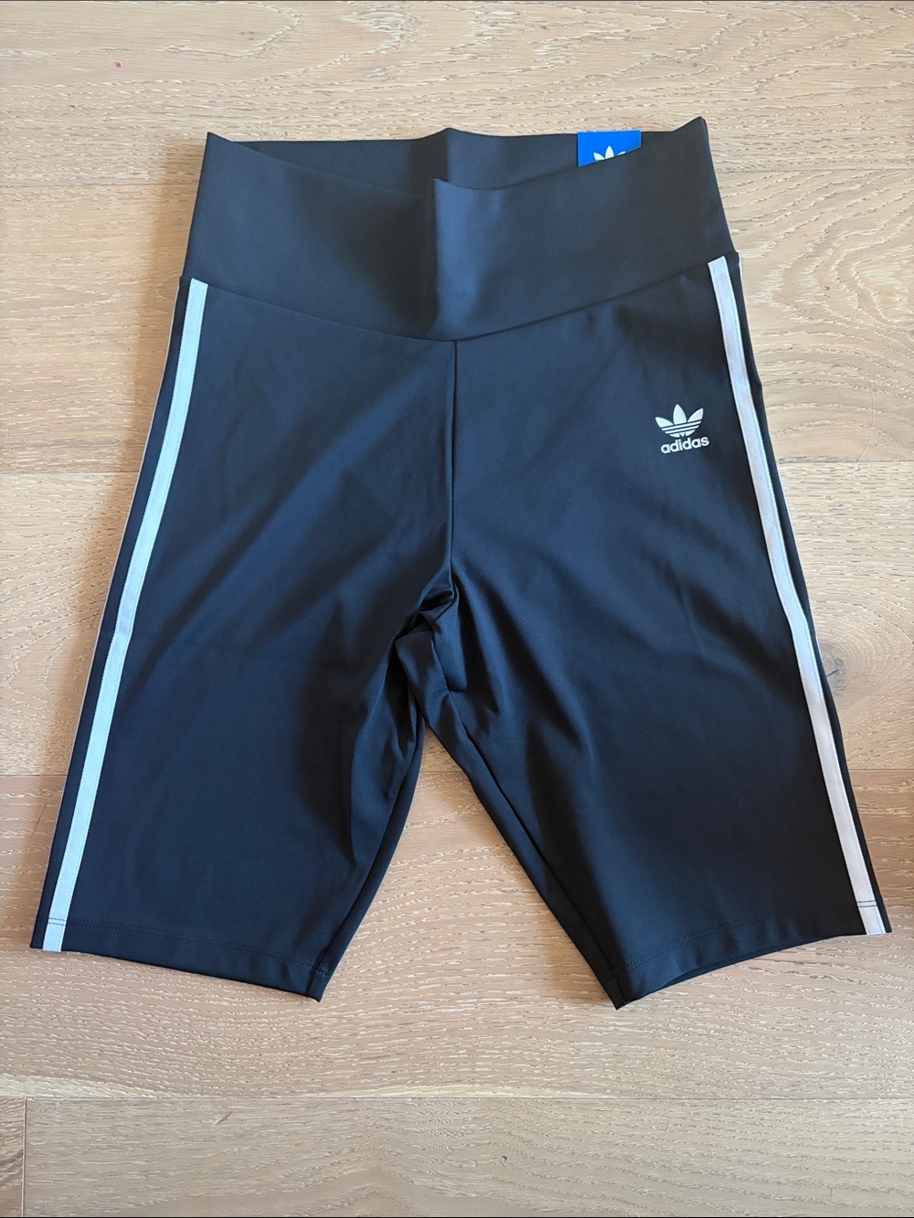 Adidas Black Bike Shorts with White Side Stripes